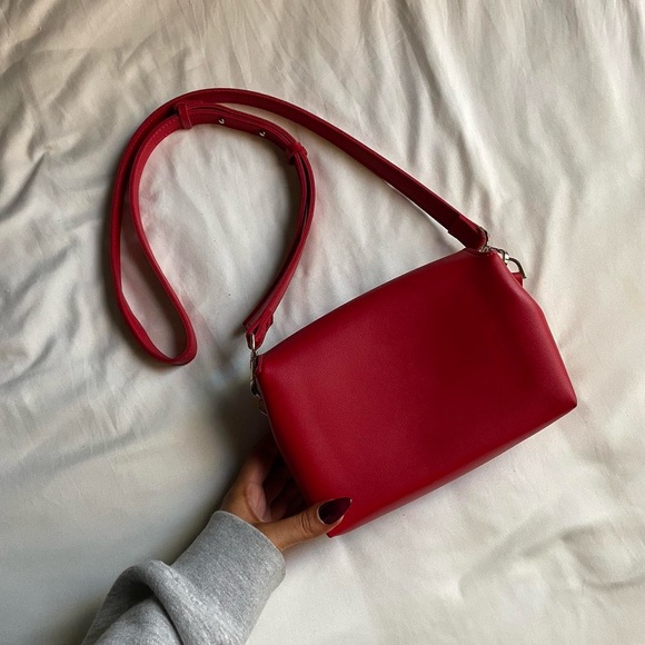 Topshop Red Leather Crossbody Bag - Picture 5 of 8